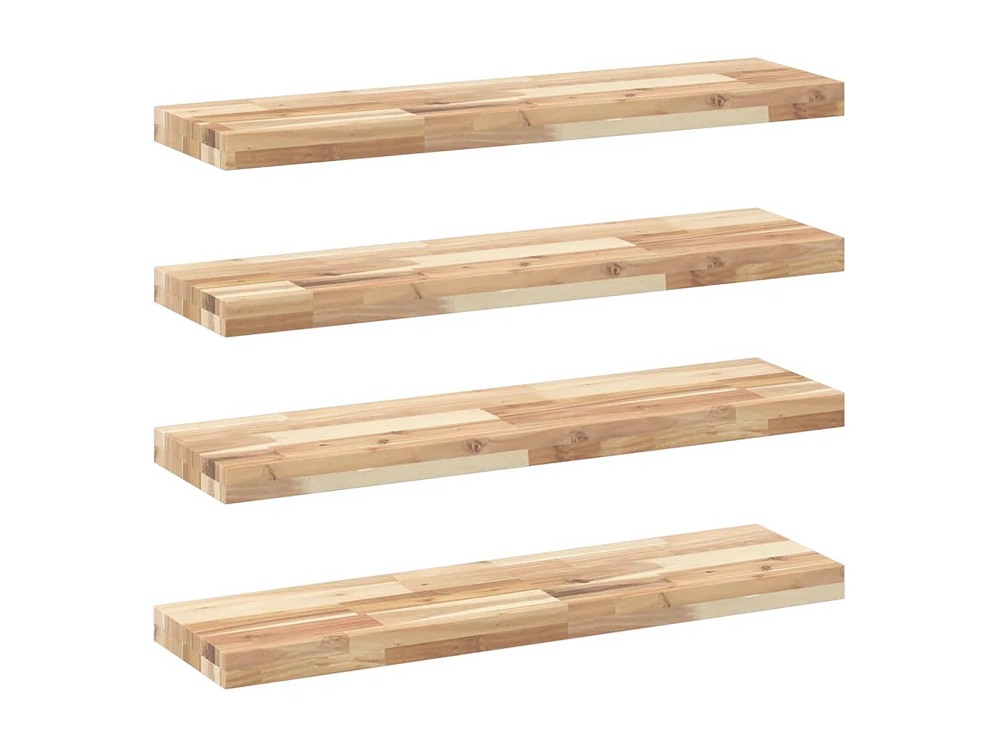 Mensole da Parete 4 pz 80x20x4 cm Legno Acacia Non Trattato