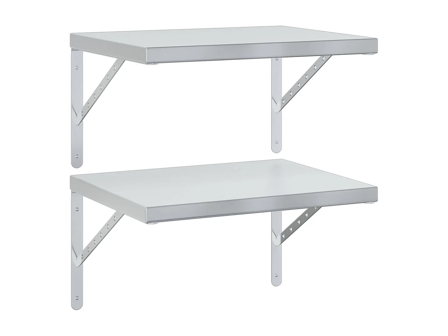 Prateleiras de parede 2 pcs 50x40 cm aço inoxidável prateado