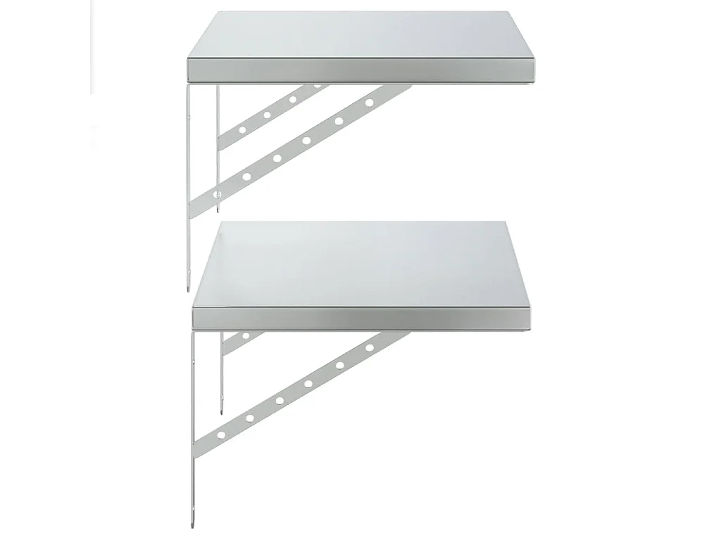 Prateleiras de parede 2 pcs 50x40 cm aço inoxidável prateado