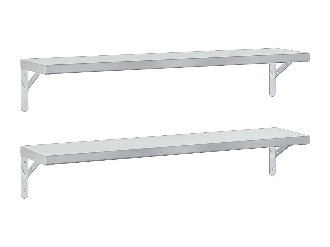 Estantes de pared 2 uds acero inoxidable plateado 100x23,5 cm