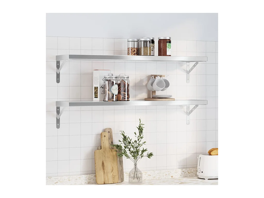 Mensole a Muro 2 pz 100x23,5 cm Argento in Acciaio Inossidabile