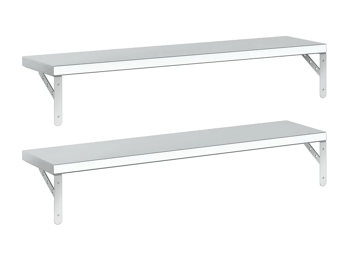 Étagères murales 2 pcs 100x23,5 cm argenté acier inoxydable