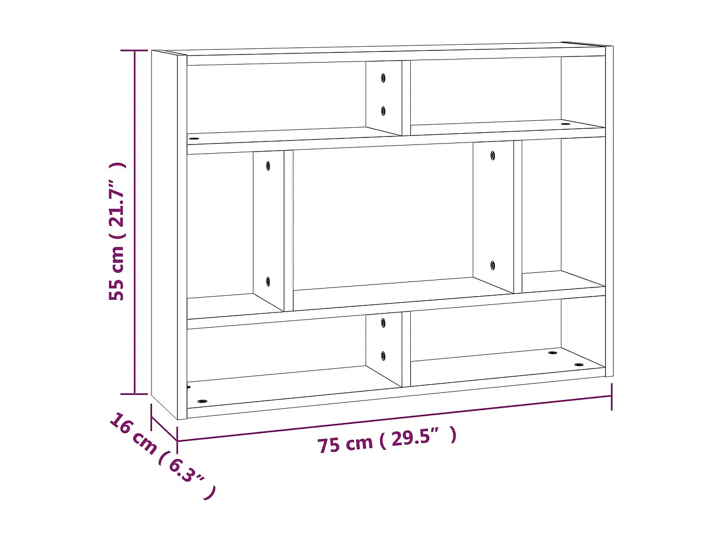 Estante 75x16x55 cm derivados de madeira cinzento sonoma
