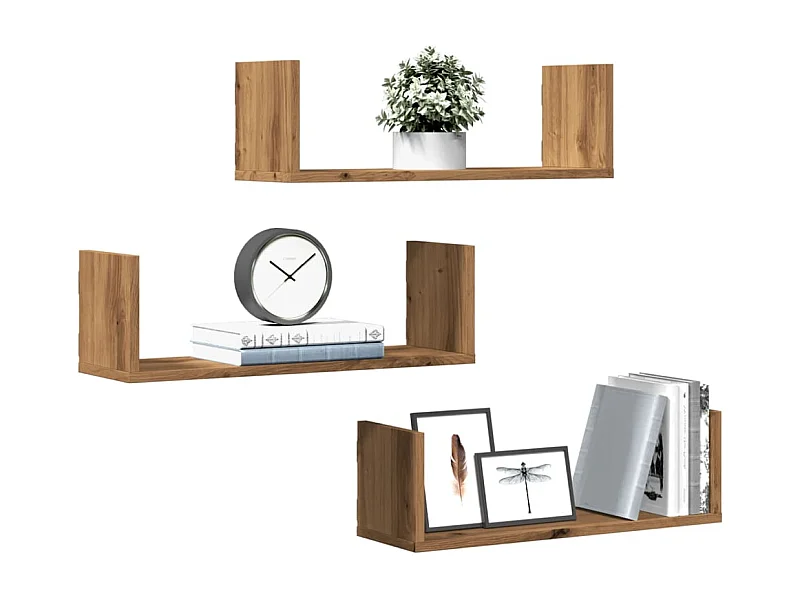 Wandregale 3 Stk. Artisan-Eiche 58x18x18 cm Holzwerkstoff