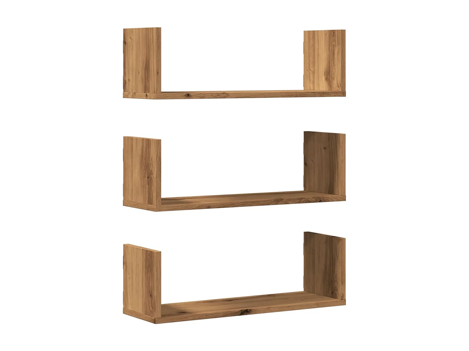 Mensole Parete 3pz Rovere Artigianale 58x18x18 cm in Truciolato