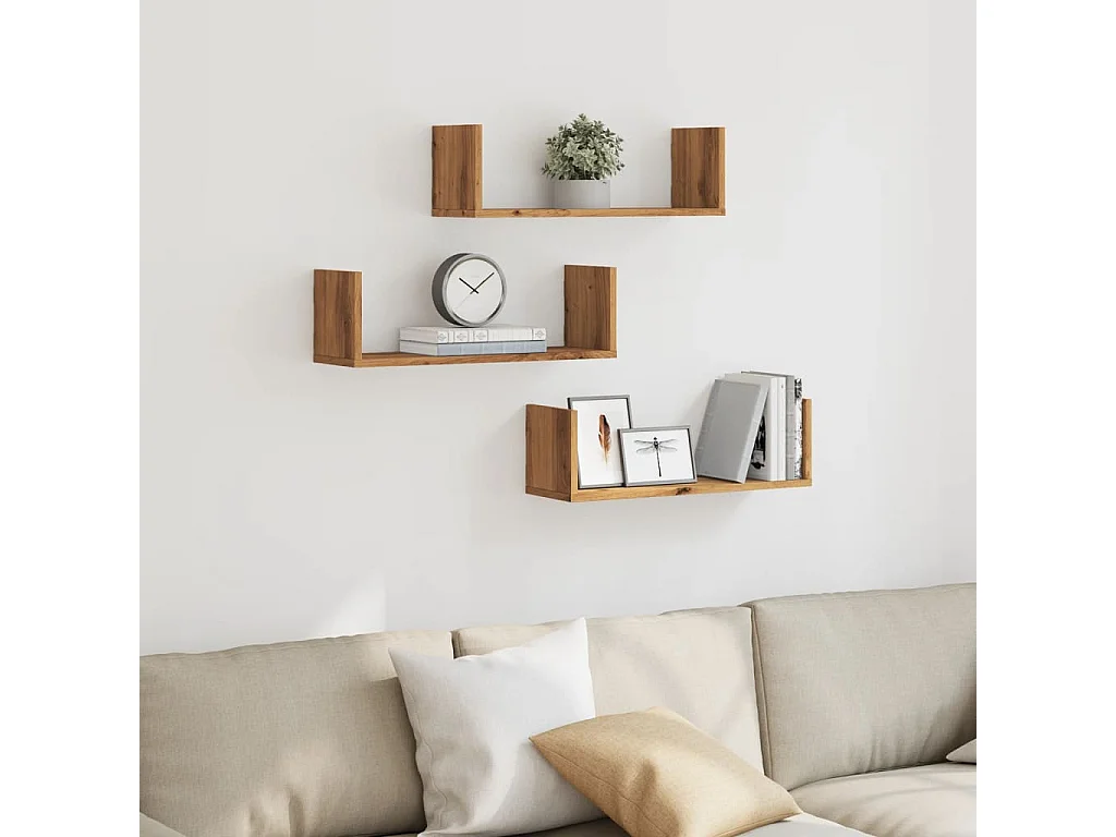 Étagères murales 3 pcs chêne artisanal bois d'ingénierie