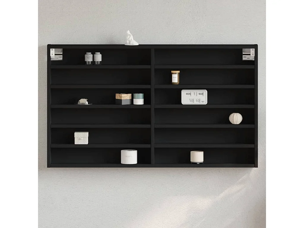 Vitrina de madera de ingeniería negra 100x8,5x58 cm