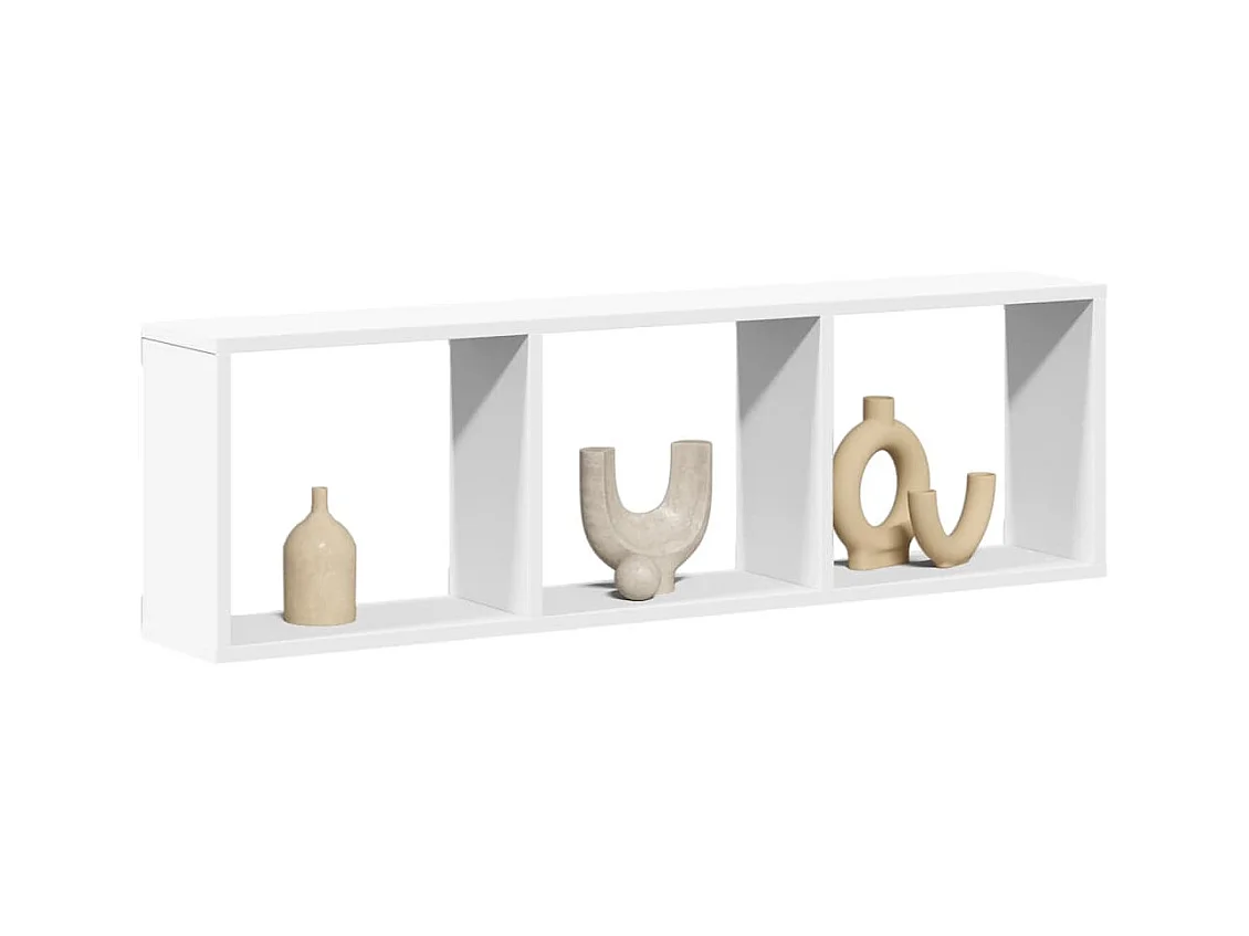 Wandkast 100x16x30 cm bewerkt hout wit