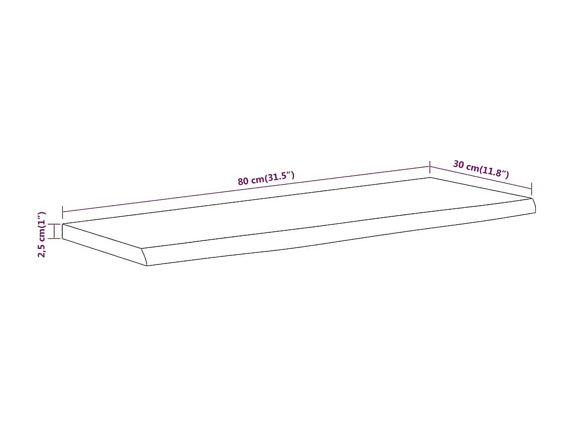 Prateleira de parede retangular 80x30x2,5 cm acácia maciça