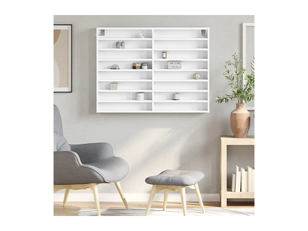 Armoire à vitrine blanc 100x8,5x75 cm bois d'ingénierie