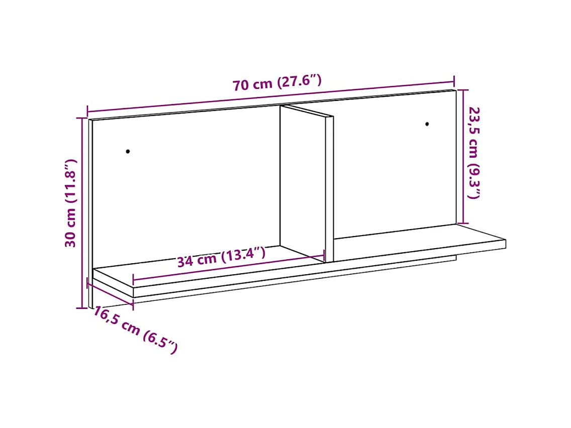Armoire murale 70x16,5x30 cm blanc bois d'ingénierie