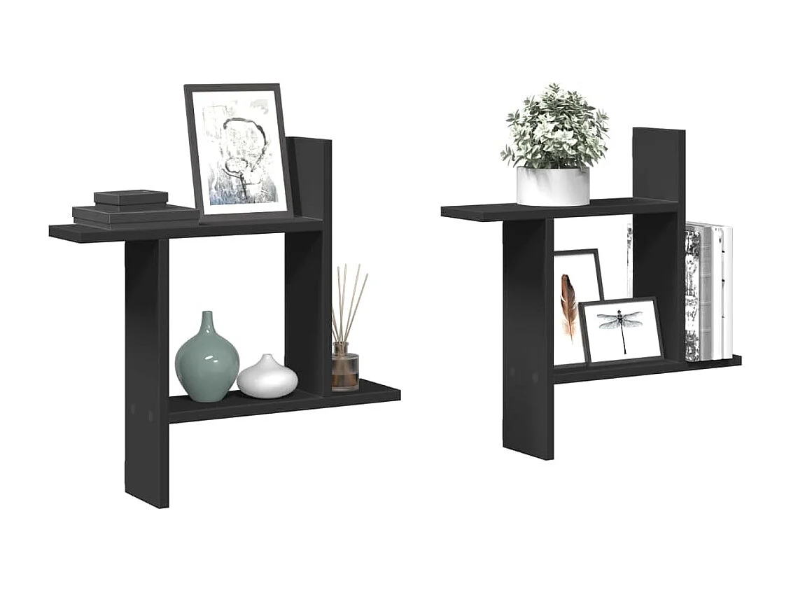Prateleiras de parede 2 pcs 50x12x50 cm derivados madeira preto