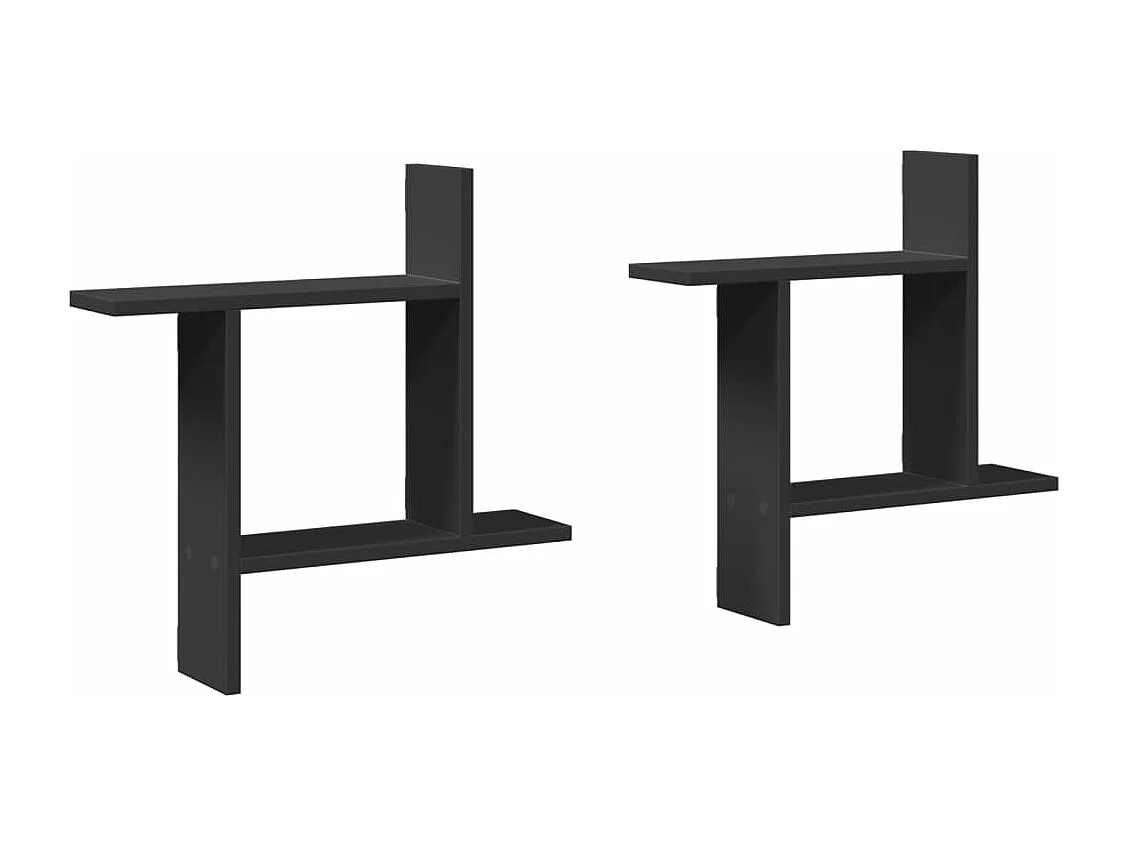 Prateleiras de parede 2 pcs 50x12x50 cm derivados madeira preto