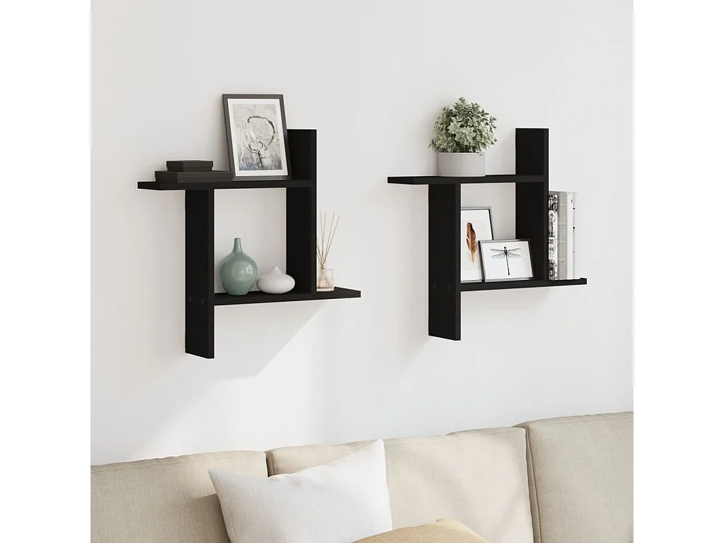 Prateleiras de parede 2 pcs 50x12x50 cm derivados madeira preto