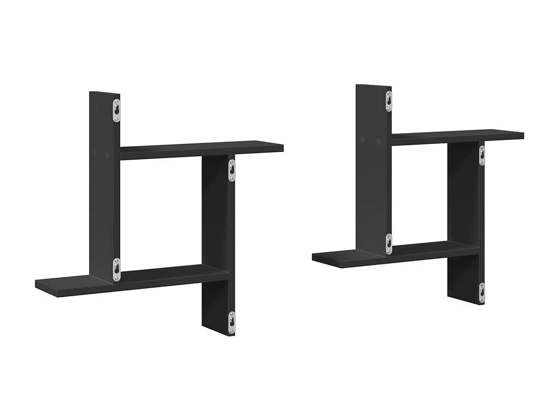 Prateleiras de parede 2 pcs 50x12x50 cm derivados madeira preto