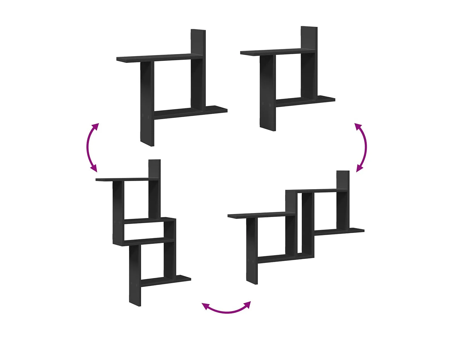 Prateleiras de parede 2 pcs 50x12x50 cm derivados madeira preto