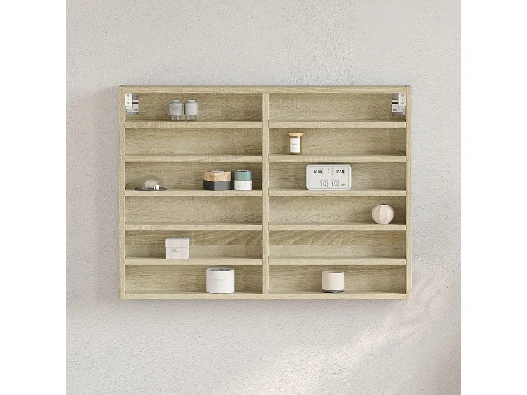 Armadietto Vetrina Rovere Sonoma 80x8,5x58 cm Legno Multistrato