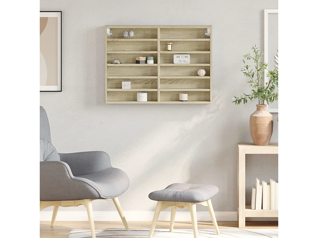 Armadietto Vetrina Rovere Sonoma 80x8,5x58 cm Legno Multistrato