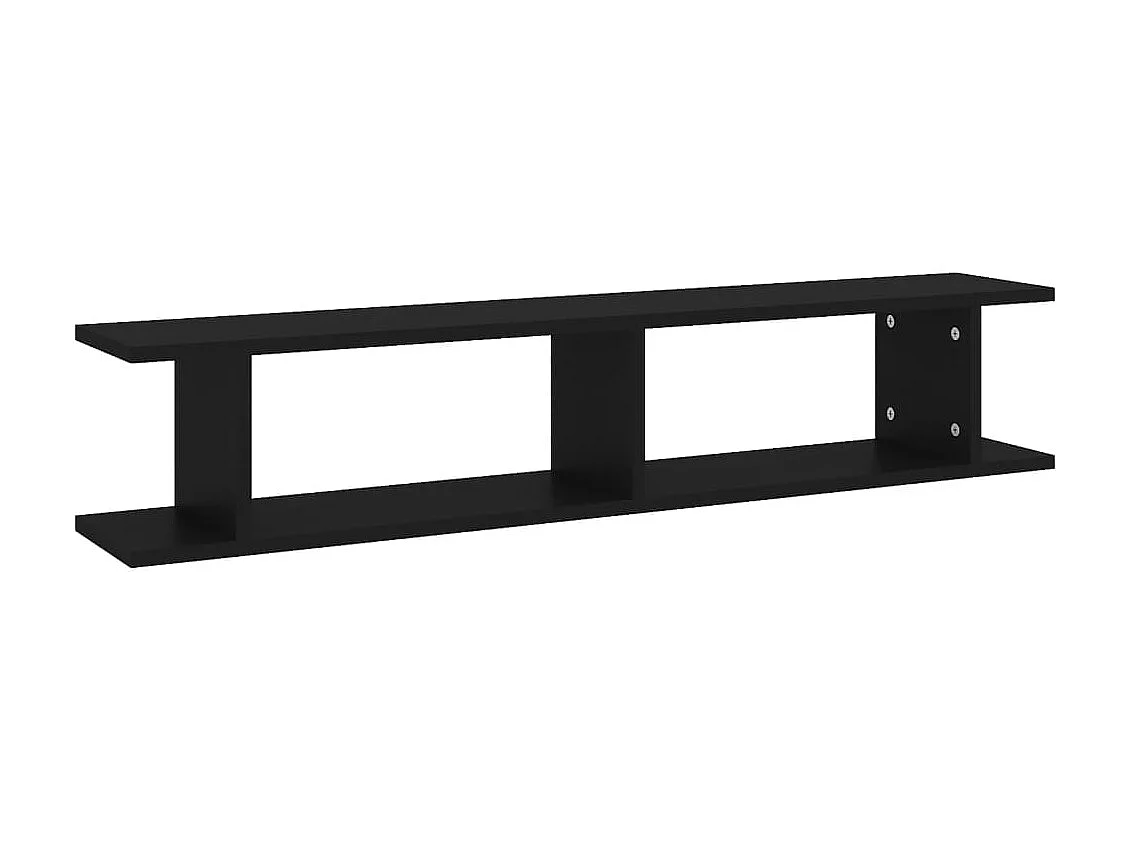 Estantes de pared 2 uds madera contrachapada negro 105x18x20 cm