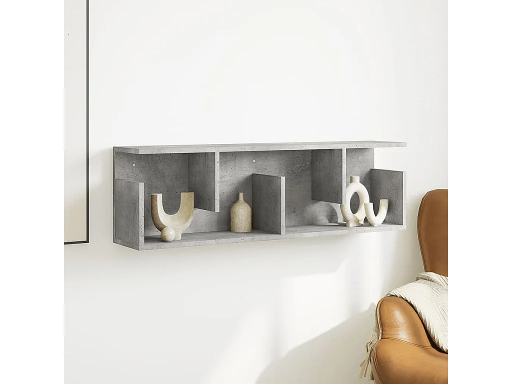 Armario de pared madera ingeniería gris hormigón 100x20x30 cm