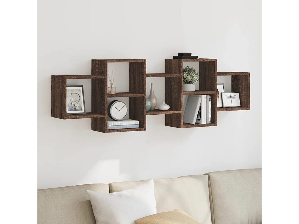 Étagère murale chêne marron 129x18x42 cm bois d'ingénierie