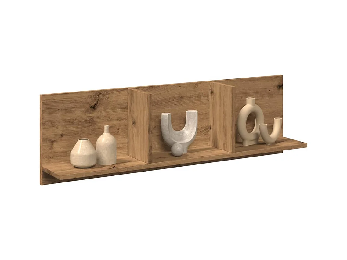 Wandkast 100x16,5x30 cm bewerkt hout artisanaal eikenkleurig