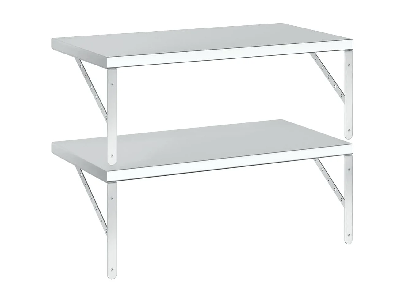 Prateleiras de parede 2 pcs 75x40 cm aço inoxidável prateado