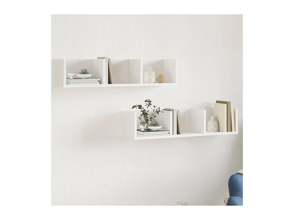 Armoires murales 2 pcs blanc 75x18x16,5 cm bois d'ingénierie