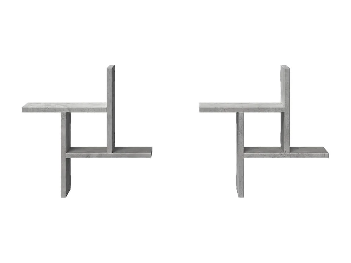 Prateleiras de parede 2 pcs derivados de madeira cinza cimento