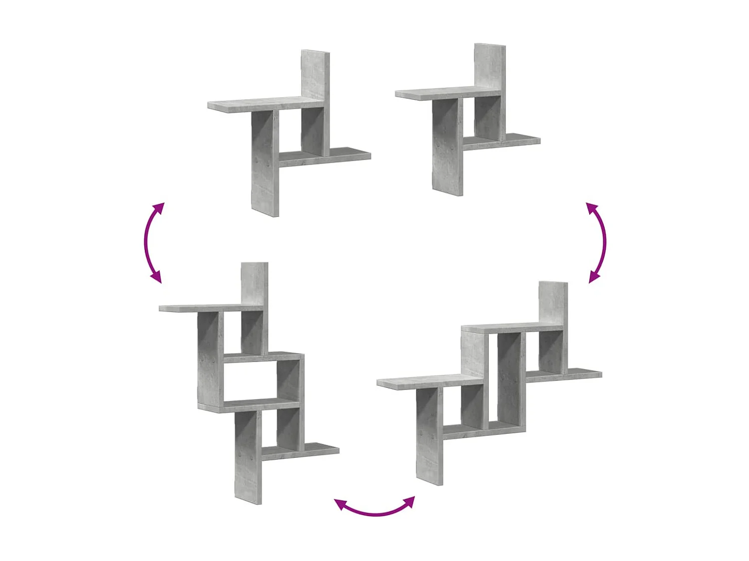 Prateleiras de parede 2 pcs derivados de madeira cinza cimento