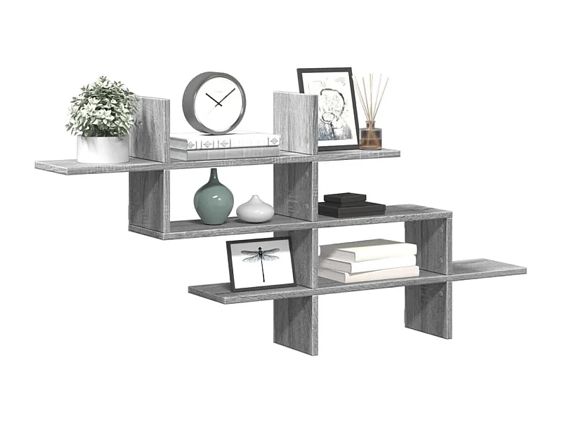 Estante de pared madera ingeniería gris Sonoma 124,5x18x60,5 cm