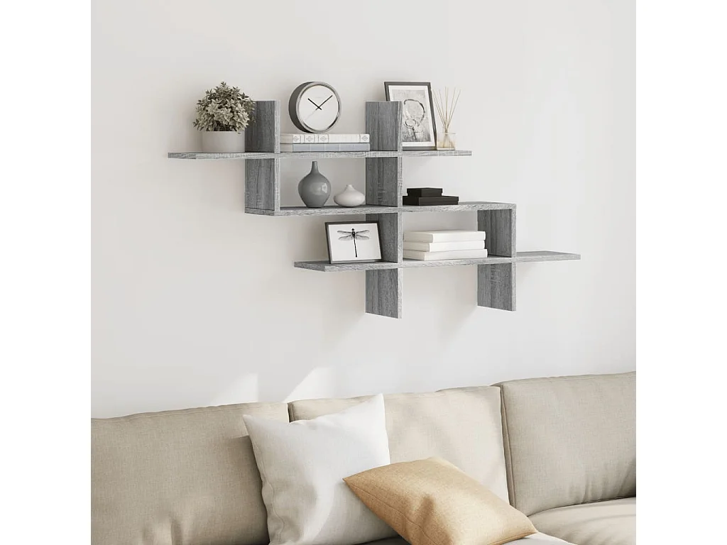 Étagère murale sonoma gris 124,5x18x60,5 cm bois d'ingénierie