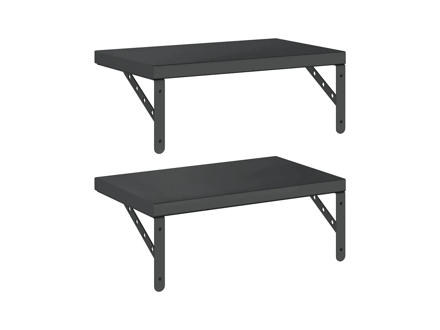 Mensole a Muro 2 pz 50x30 cm Nero in Acciaio Inossidabile