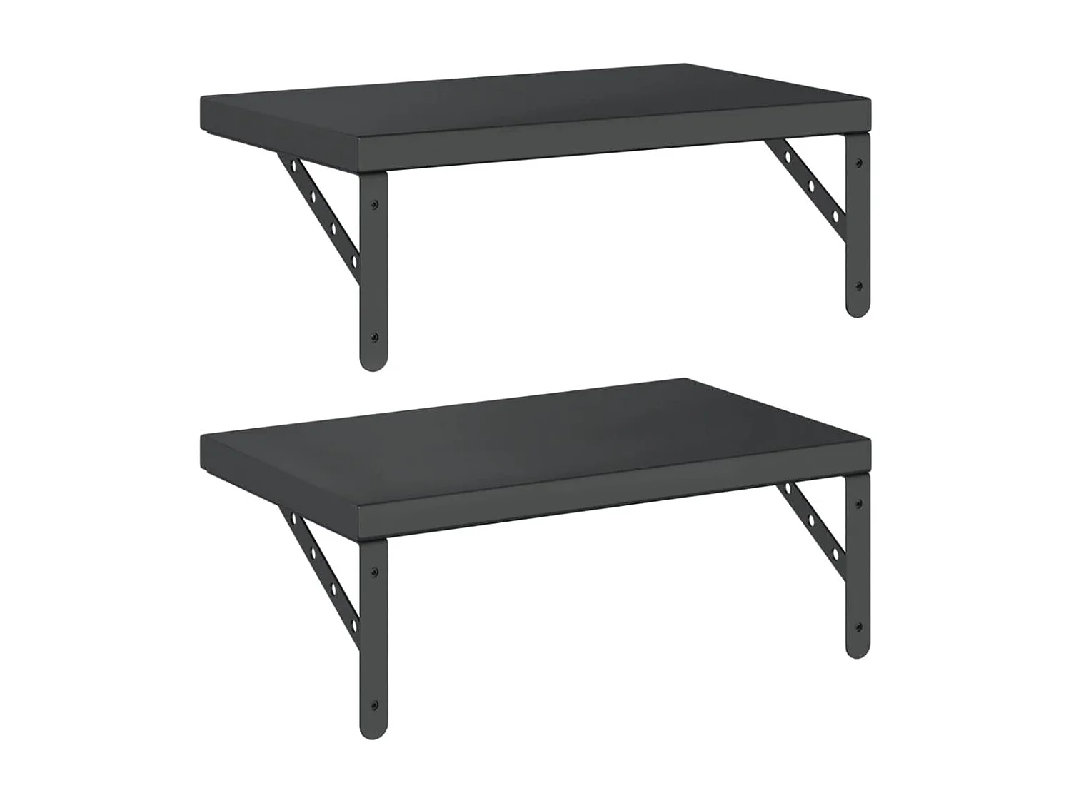 Mensole a Muro 2 pz 50x30 cm Nero in Acciaio Inossidabile