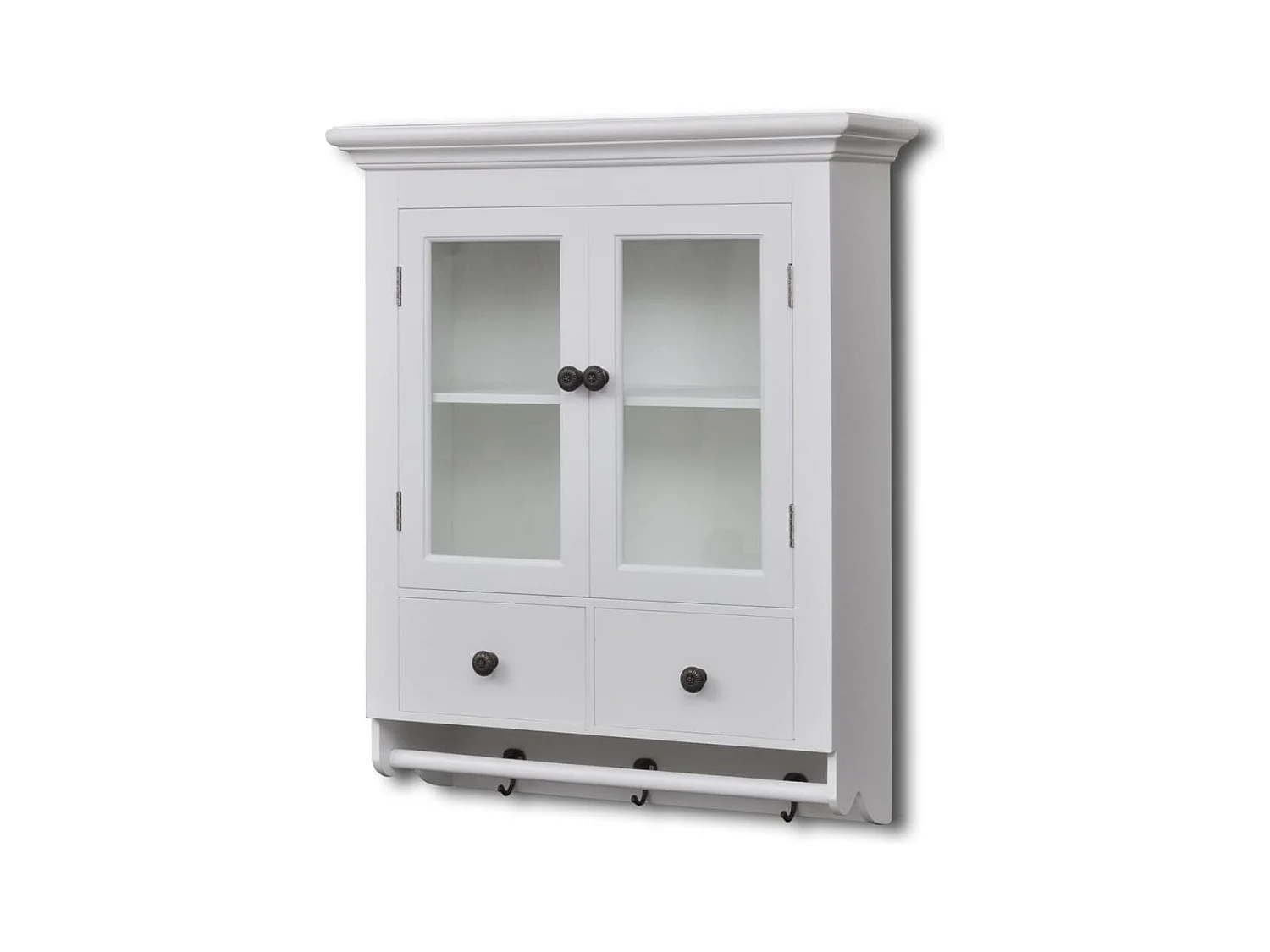 Placard mural de cuisine avec porte en verre Bois blanc