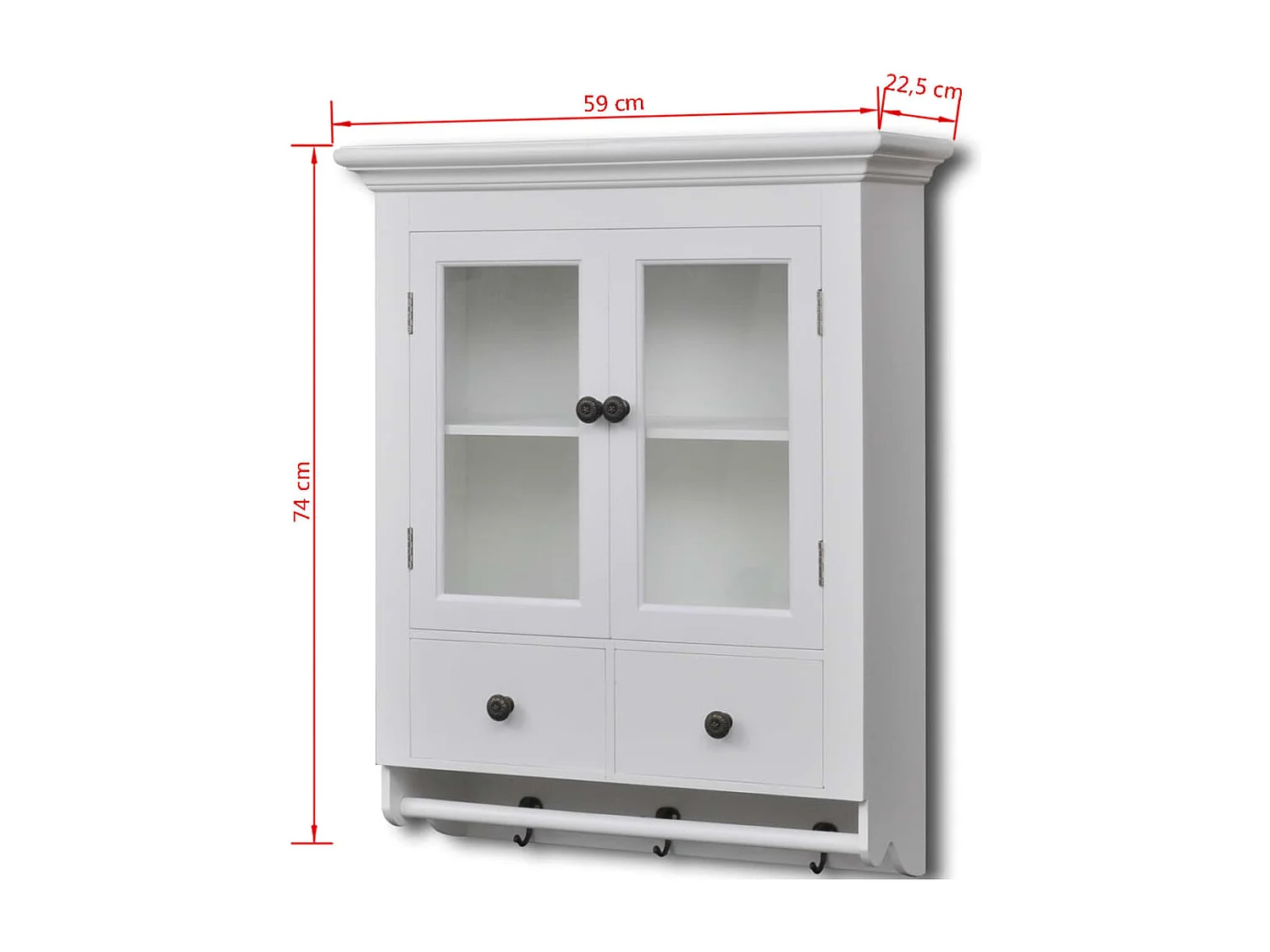 Placard mural de cuisine avec porte en verre Bois blanc