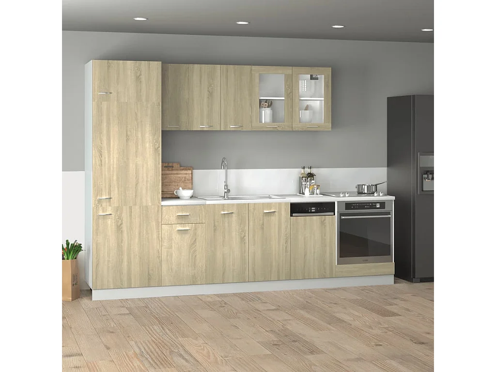 Ensemble d'armoires cuisine 8pcs chêne sonoma bois d'ingénierie