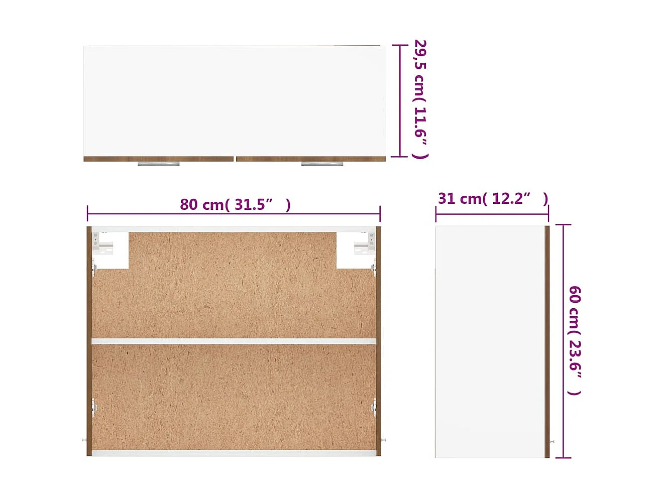 Armoire suspendue Chêne marron 80x31x60 cm Bois d'ingénierie