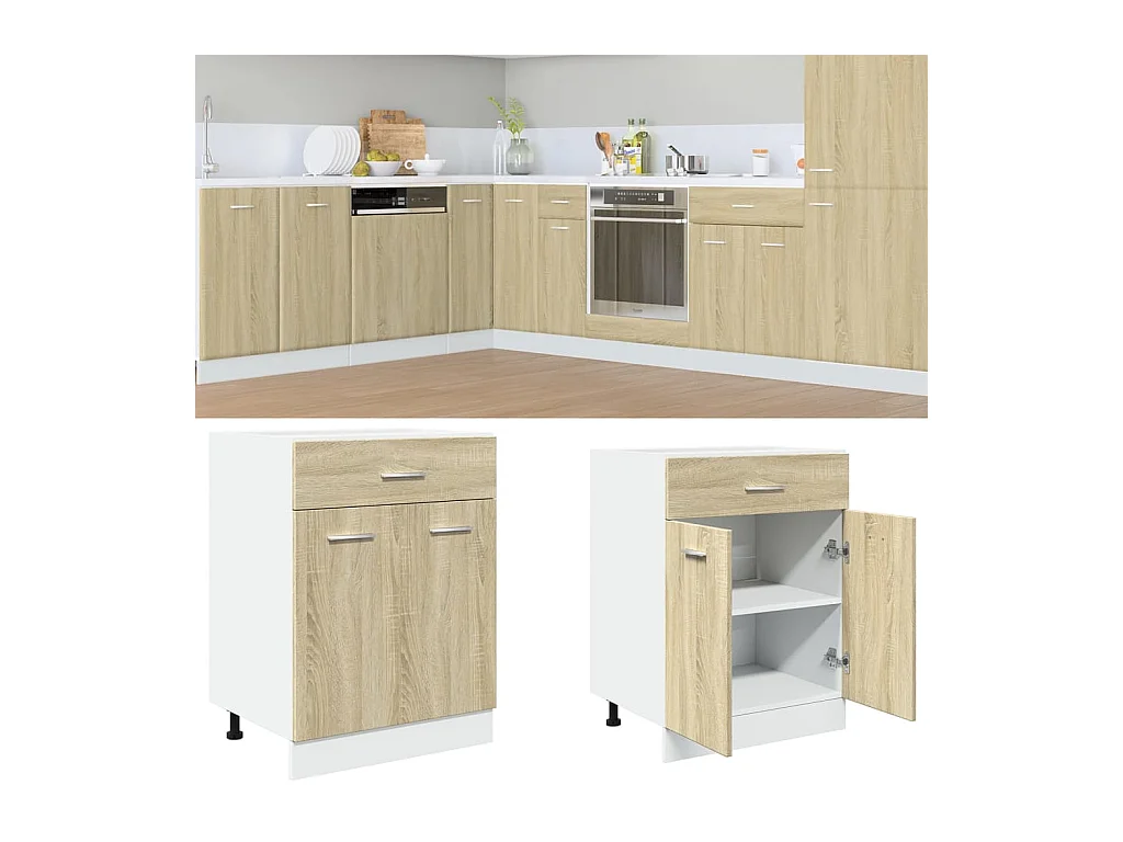 Armoire de plancher tiroir Chêne sonoma 60x46x81,5 cm Aggloméré