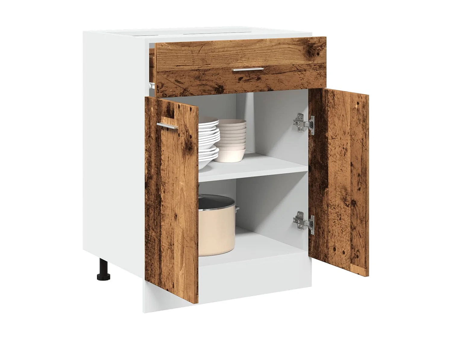 Armoire de plancher à tiroir vieux bois 60x46x81,5 cm