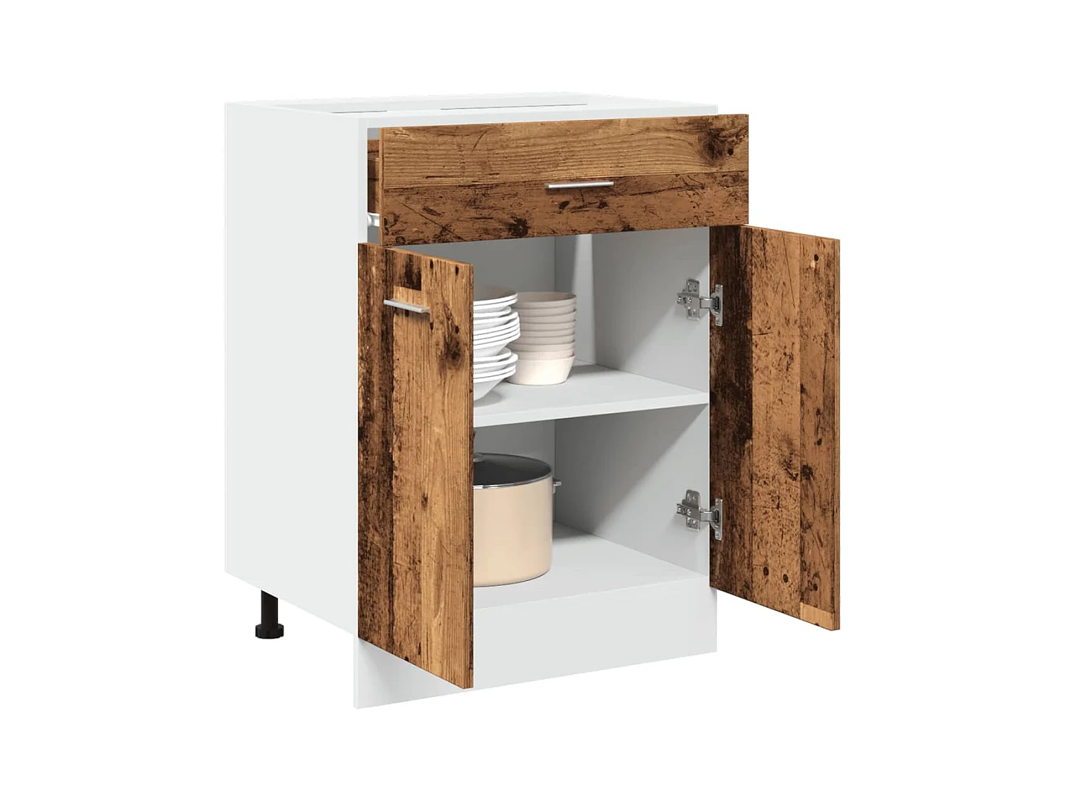 Mobile da terra con cassetto in legno vecchio 60x46x81,5 cm