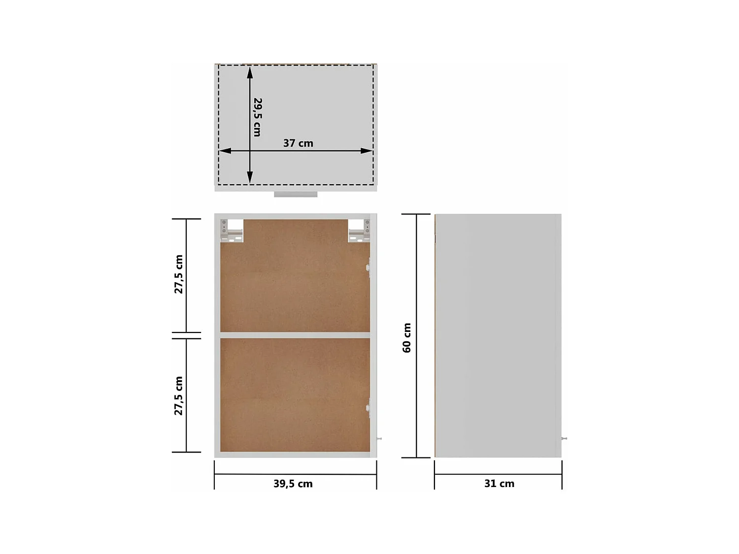 Armoire suspendue Blanc brillant 39,5x31x60cm Bois d'ingénierie