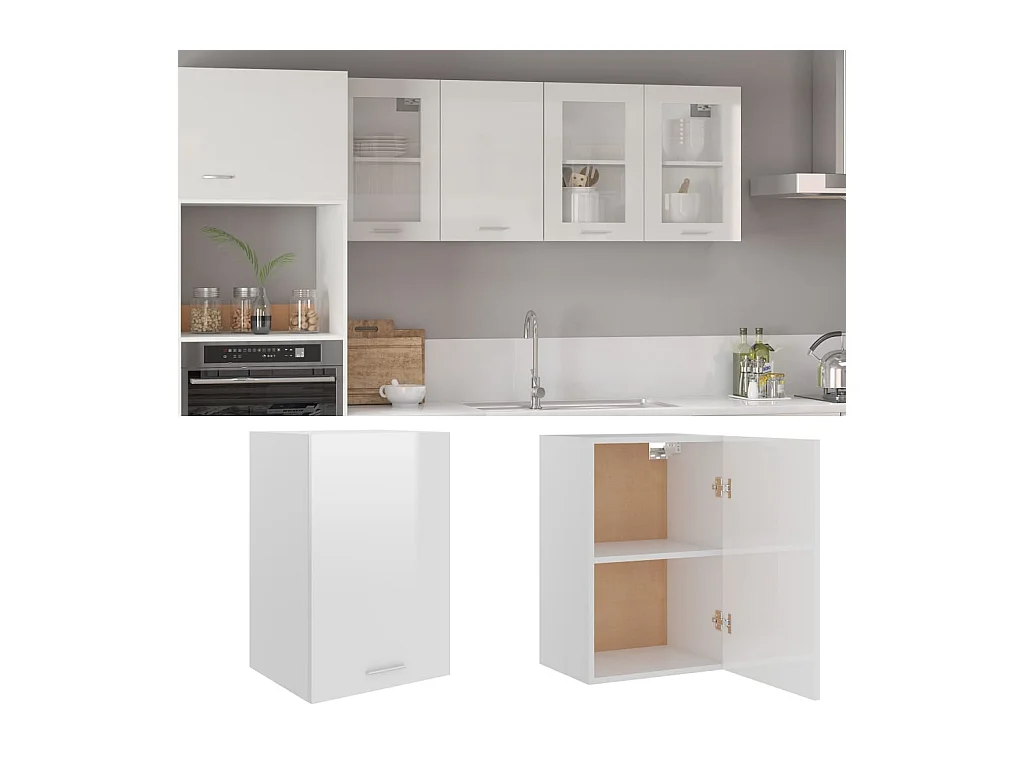 Armoire suspendue Blanc brillant 39,5x31x60cm Bois d'ingénierie