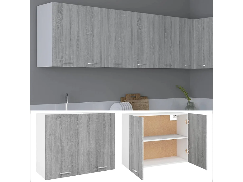 Mueble colgante Sonoma gris 80x31x60 cm Madera contrachapada