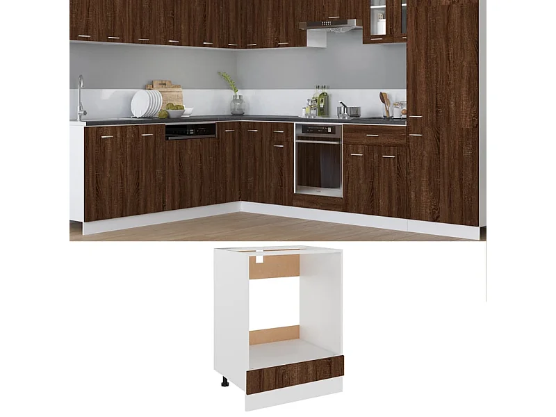 Armoire à four Chêne marron 60x46x81,5 cm Bois d'ingénierie