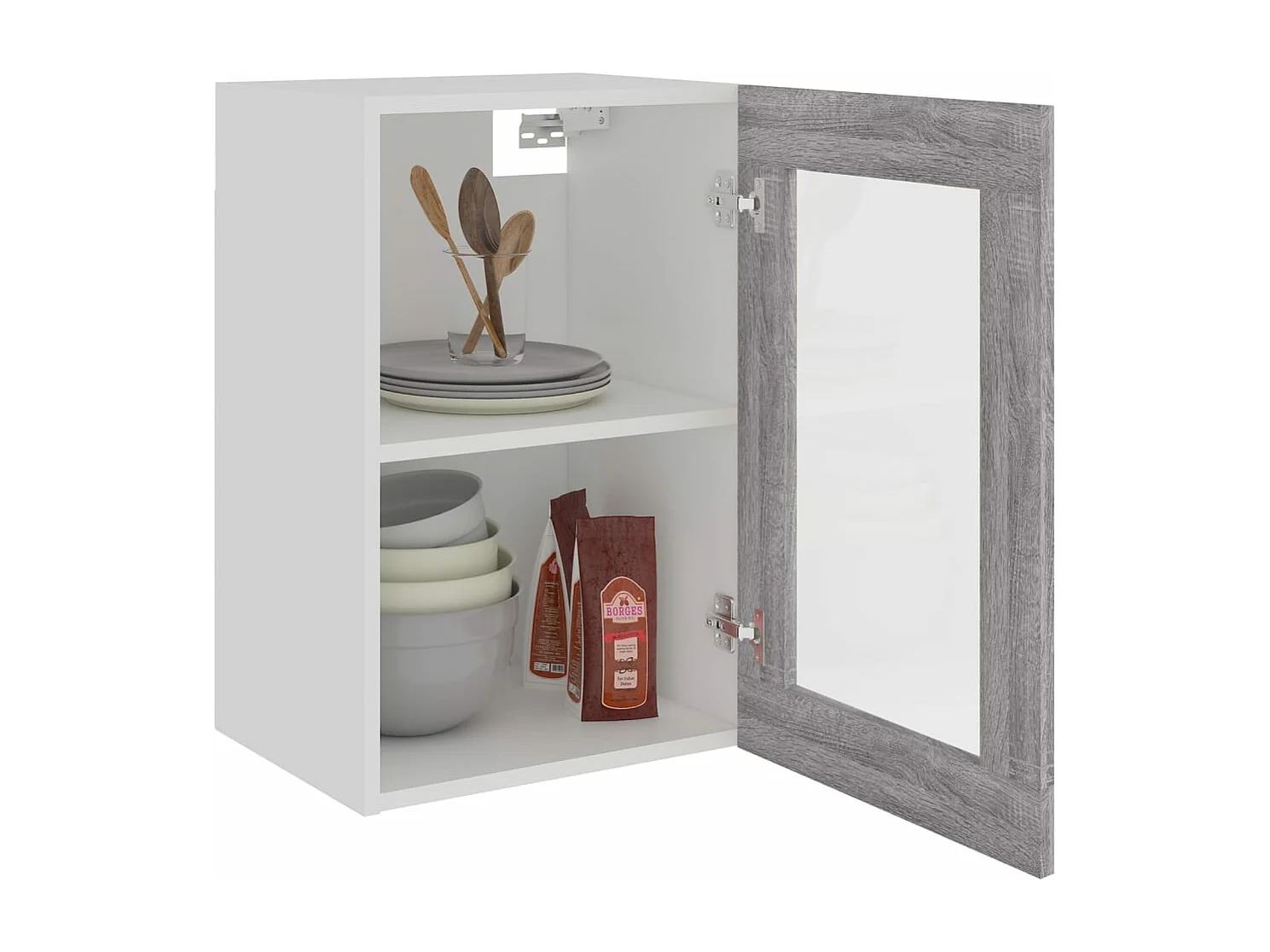 Armoire vitrée suspendue Sonoma gris 40x31x60cm Bois ingénierie