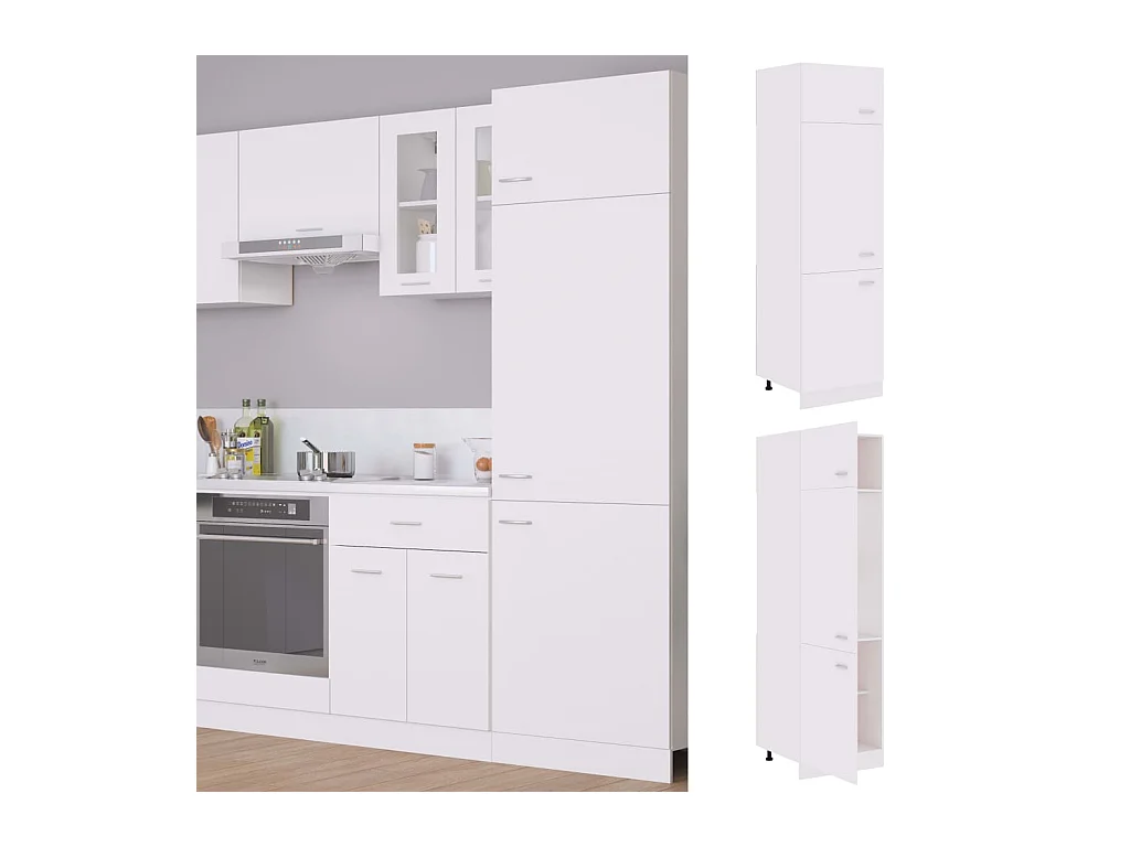 Armoire de réfrigérateur Blanc 60x57x207 cm Bois d'ingénierie