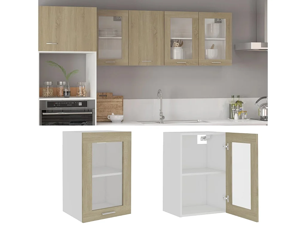 Armoire en verre suspendue Chêne sonoma Bois d'ingénierie