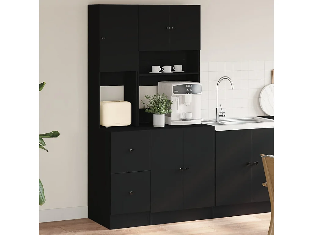 Armário de cozinha preto 95x50x180 cm madeira engenharia