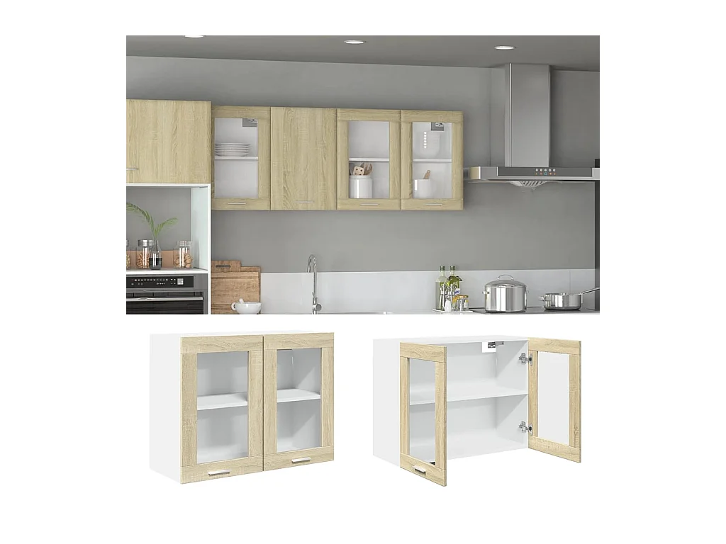 Hangvitrinekast Sonoma eiken 80x31x60 cm Spaanplaat